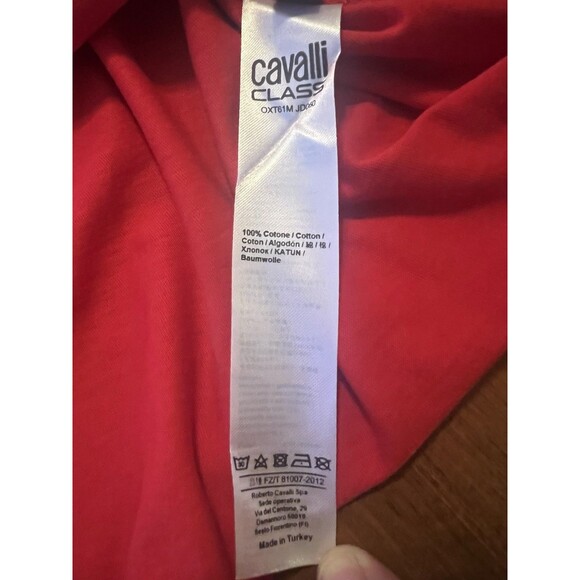 NWT Cavalli Class Men’s L T-Shirt Designer Red Logo T-Shirt Men’s OXT61M JD060 - Picture 8 of 9